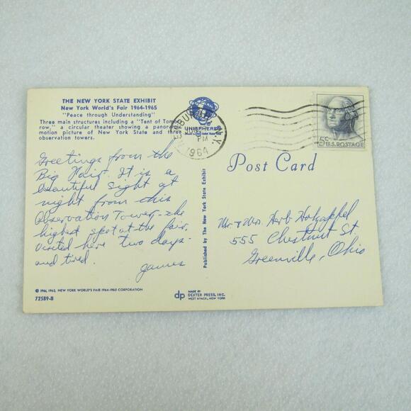 1964 New York Worlds Fair 2 Postcards Unisphere Night Scene & Tent of Tomorrow - Picture 7 of 12